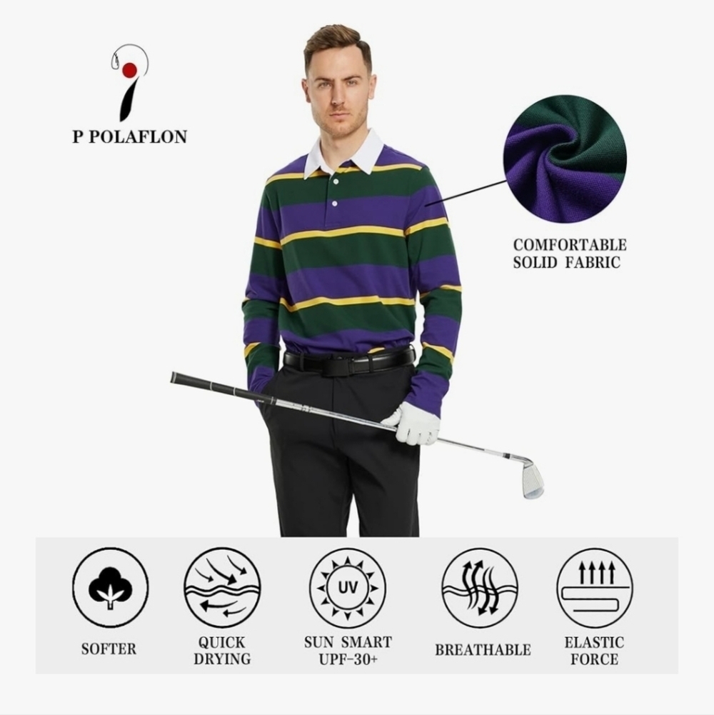 Striped Purple and Green Men's Shirt - Picture 5 of 16